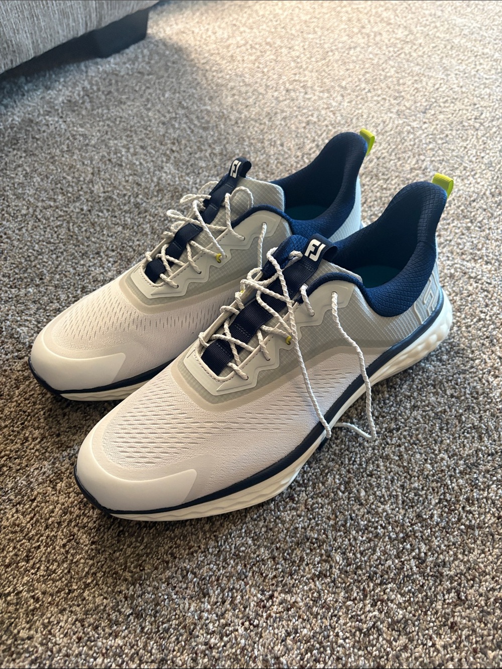 FootJoy White Navy and Lime Men's Athletic Golf Shoes